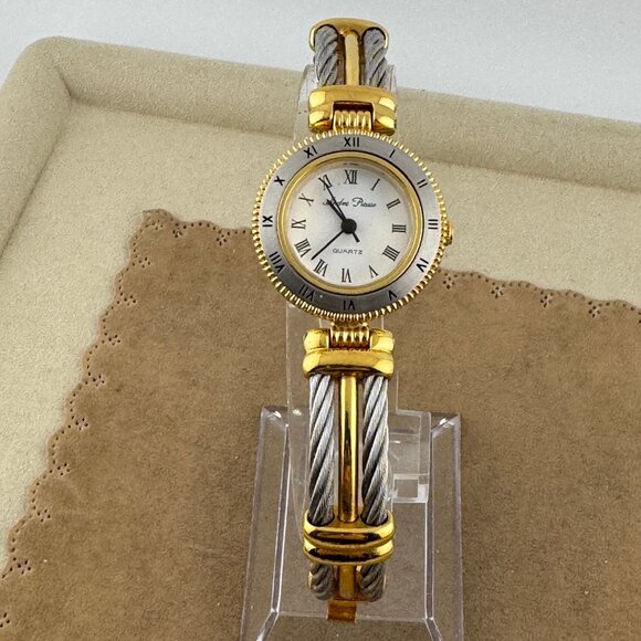 Vintage Andre Piasso 2 Tone with Dual Stainless Steel Cable Watch - Picture 8 of 8